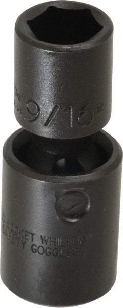 Proto - 1/2" Drive 9/16" Standard Universal Impact Socket - 6 Points, 2-19/32" OAL - Apex Tool & Supply