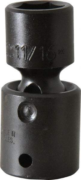 Proto - 1/2" Drive 11/16" Standard Universal Impact Socket - 6 Points, 2-19/32" OAL - Apex Tool & Supply