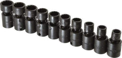 Proto - 10 Piece 3/8" Drive Standard Impact Socket Set - 12 Points, 10 to 19mm, Metric Measurement Standard - Apex Tool & Supply
