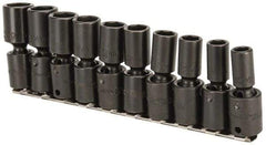 Proto - 10 Piece 3/8" Drive Deep Impact Socket Set - 6 Points, 10 to 19mm, Metric Measurement Standard - Apex Tool & Supply