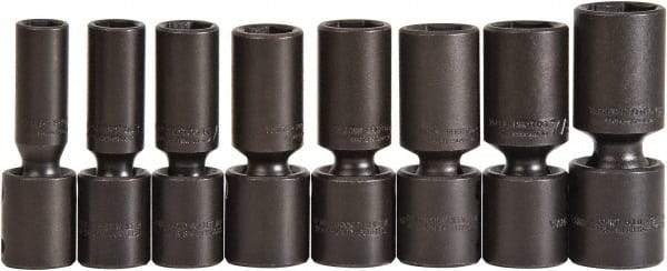 Proto - 8 Piece 1/2" Drive Deep Impact Socket Set - 6 Points, 1/2 to 15/16", Inch Measurement Standard - Apex Tool & Supply