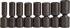 Proto - 8 Piece 1/2" Drive Deep Impact Socket Set - 6 Points, 1/2 to 15/16", Inch Measurement Standard - Apex Tool & Supply