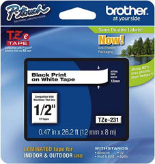 Brother - 1/2" Wide, White Label Tape - For Label Maker - Apex Tool & Supply