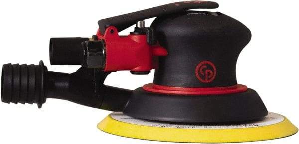 Chicago Pneumatic - 12,000 OPM, 16 CFM Air Consumption, 90 psi Air Pressure, Palm Air Orbital Sander - Round Pad, Hook & Loop Backing, 1/4" Inlet - Apex Tool & Supply