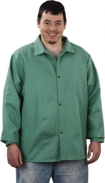 Steel Grip - Size L Welding & Flame Resistant/Retardant Jacket - Green, Cotton, Snaps Closure, 44 to 46" Chest - Apex Tool & Supply