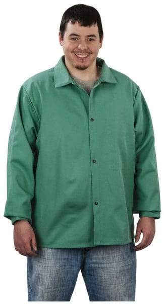 Steel Grip - Size XL Welding & Flame Resistant/Retardant Jacket - Green, Cotton, Snaps Closure, 48 to 50" Chest - Apex Tool & Supply