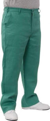 PRO-SAFE - Cotton Flame Resistant/Retardant Pants - Zipper Closure, 3 Pockets, 30" Waist, 32" Inseam, Green - Apex Tool & Supply