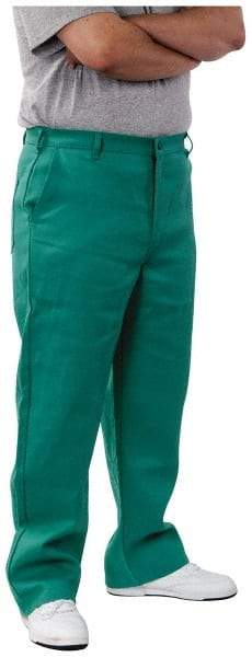 PRO-SAFE - Cotton Flame Resistant/Retardant Pants - Zipper Closure, 3 Pockets, 40" Waist, 32" Inseam, Green - Apex Tool & Supply