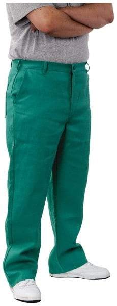 PRO-SAFE - Cotton Flame Resistant/Retardant Pants - Zipper Closure, 3 Pockets, 42" Waist, 32" Inseam, Green - Apex Tool & Supply