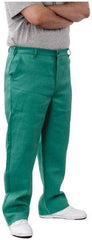 PRO-SAFE - Cotton Flame Resistant/Retardant Pants - Zipper Closure, 3 Pockets, 44" Waist, 32" Inseam, Green - Apex Tool & Supply