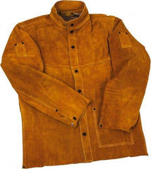 PRO-SAFE - Size S Flame Resistant/Retardant Jacket - Gold, Leather, Snaps Closure, 34 to 36" Chest - Apex Tool & Supply