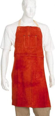 PRO-SAFE - 24 x 36" Flame Resistant/Retardant Bib Apron - Split Leather, 11 oz Material, Gray, 0 Pockets - Apex Tool & Supply