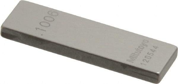 Mitutoyo - 0.1006" Rectangular Steel Gage Block - Accuracy Grade 0, Includes Certificate of Inspection - Apex Tool & Supply