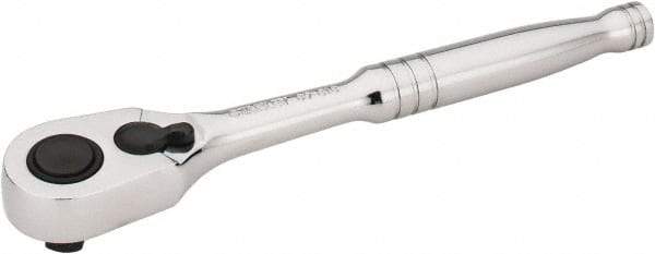 Stanley - 3/8" Drive Pear Head Quick-Release Ratchet - Chrome Finish, 8" OAL - Apex Tool & Supply