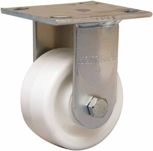 Hamilton - 4" Diam x 2" Wide x 5-5/8" OAH Top Plate Mount Rigid Caster - Polyolefin, 550 Lb Capacity, Delrin Bearing, 4 x 4-1/2" Plate - Apex Tool & Supply