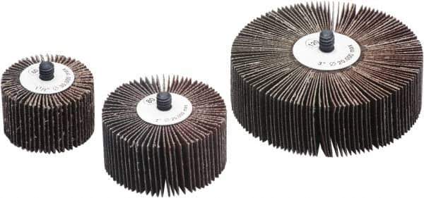 Camel Grinding Wheels - 3" Diam x 1" Face Width, Medium Aluminum Oxide Coated Mounted Flap Wheel - 1/4-20 Threaded Mount, 40 Grit, X Weighted Cloth Backing, 20,000 Max RPM - Apex Tool & Supply