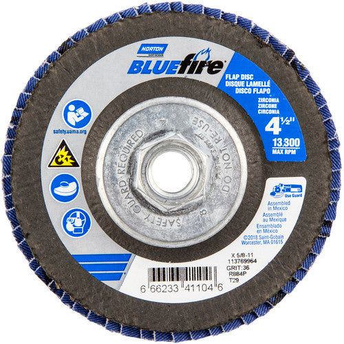 ‎4-1/2″ × 5/8″-11 Type 29 BlueFire Flap Disc - Apex Tool & Supply