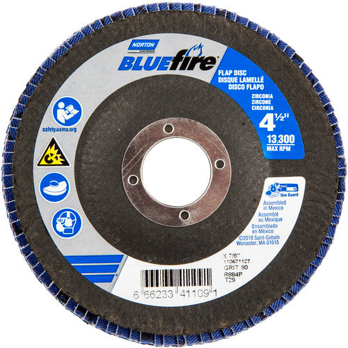 ‎4-1/2″ × 7/8″ 80 Grit Type 29 BlueFire Flap Disc - Apex Tool & Supply