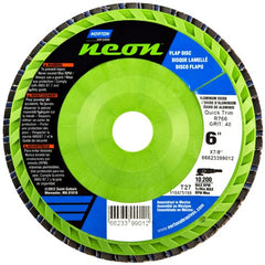 6″ × 7/8″ Flap Disc Neon Quick Trim Type 27- Plastic Plate 60 Grit - Apex Tool & Supply
