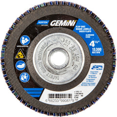 ‎4-1/2 × 5/8 - 11″ Gemini Fiberglass HD Flat Flap Disc Type 27 P80 Grit R766 Zirconia Alumina - Apex Tool & Supply