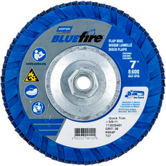 ‎7 × 5/8 - 11″ BlueFire Plastic Flat Flap Disc Type 27 P36 Grit R884P Zirconia Alumina - Apex Tool & Supply