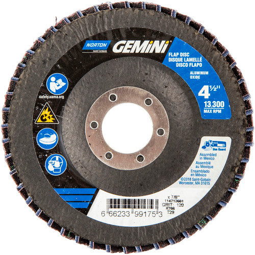 ‎4-1/2 × 7/8″ Gemini Fiberglass Conical Flap Disc Type 29 P120 Grit R766 Zirconia Alumina - Apex Tool & Supply