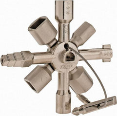 Knipex - 1 Piece Cabinet Key - 5, 6 to 7, 8 to 9, 10 to 11mm Square Capacity, 7 to 8, 9 to 10, 11 to 12mm Triangular Capacity, 3 to 5 mm Two-Way Key Bit Capacity, 6mm Half Moon Capacity - Apex Tool & Supply