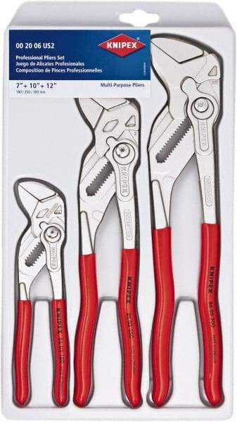 Knipex - 3 Piece Pipe Wrench & Water Pump Plier Set - Comes in Plastic Deep-Drawn Packaging - Apex Tool & Supply