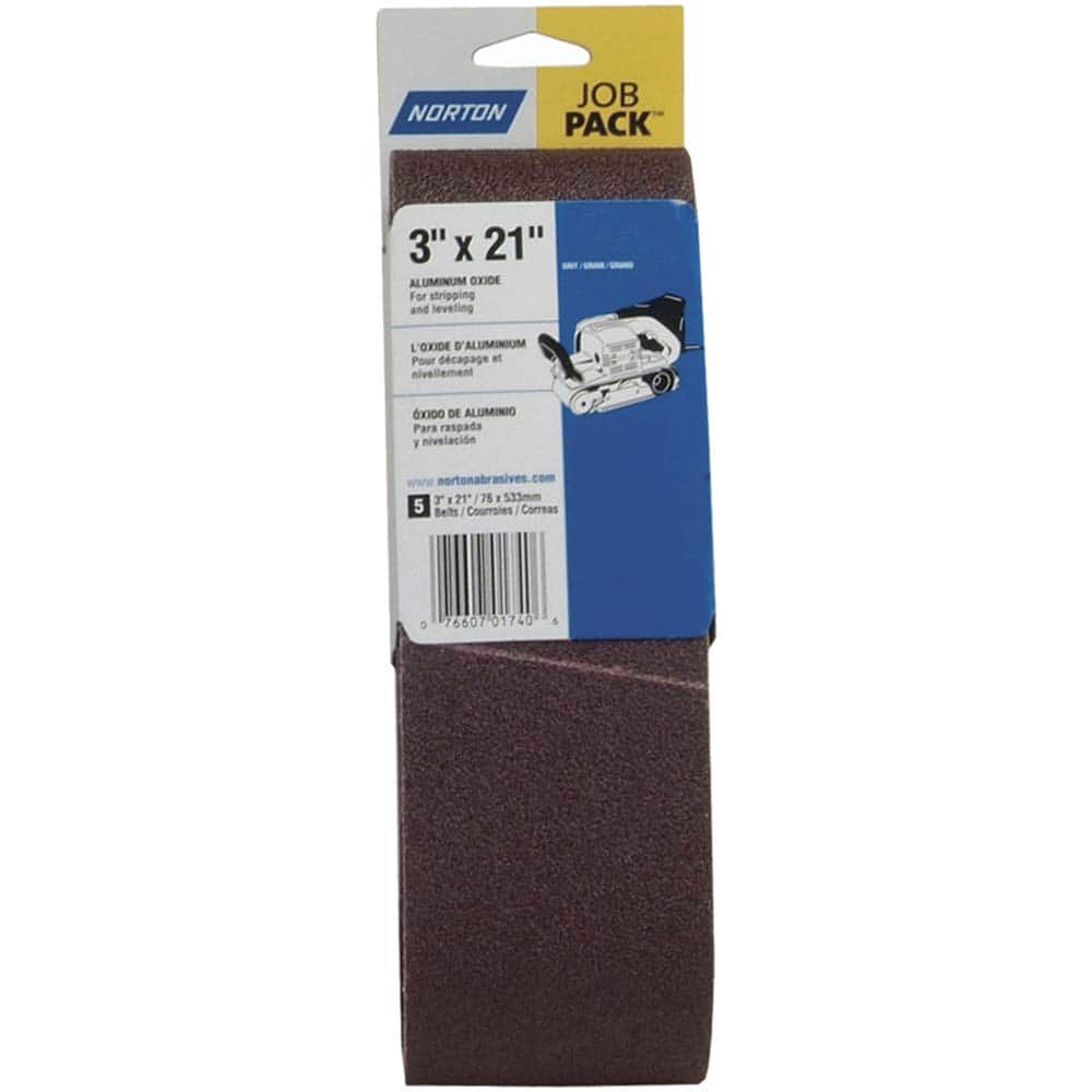 Norton - 3" Wide x 21" OAL, 120 Grit, Aluminum Oxide Abrasive Belt - Apex Tool & Supply