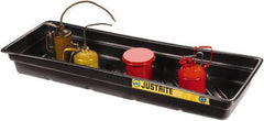 Justrite - 12 Gallon Capacity, 16 Inch Long x 46 Inch Wide, Polyurethane Spill Tray - 16 Inch Diameter, 5-1/2 Inch High, Black - Apex Tool & Supply