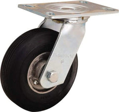 Hamilton - 6" Diam x 2" Wide, Rubber Swivel Caster - 300 Lb Capacity, Top Plate Mount, 4-1/2" x 6-1/4" Plate, Straight Roller Bearing - Apex Tool & Supply