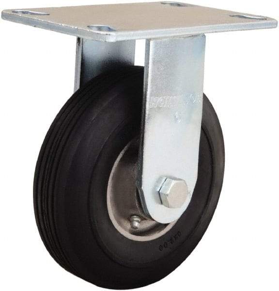 Hamilton - 6" Diam x 2" Wide, Rubber Rigid Caster - 300 Lb Capacity, Top Plate Mount, 4-1/2" x 6-1/4" Plate, Straight Roller Bearing - Apex Tool & Supply