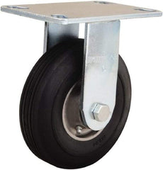Hamilton - 6" Diam x 2" Wide, Rubber Rigid Caster - 300 Lb Capacity, Top Plate Mount, 4-1/2" x 6-1/4" Plate, Straight Roller Bearing - Apex Tool & Supply