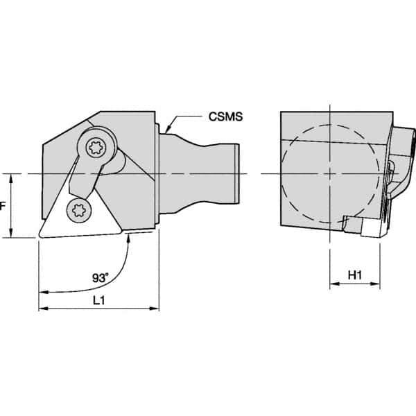 Kennametal - Left Hand Cut, Size KM25, TN.. Insert Compatiblity, Modular Turning & Profiling Cutting Unit Head - 16mm Ctr to Cutting Edge, 30mm Head Length, Series KM Mini - Apex Tool & Supply