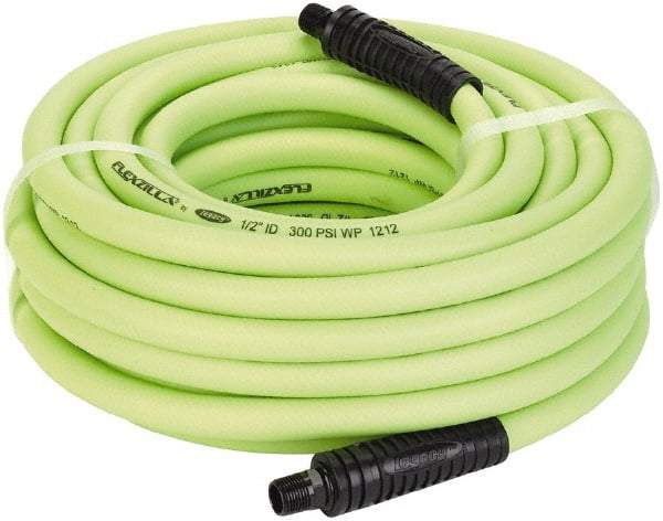 Legacy - 1/2" ID x 0.74" OD 50' Long Multipurpose Air Hose - MNPT x MNPT Ends, 300 Working psi, 140°, 3/8" Fitting, Green - Apex Tool & Supply