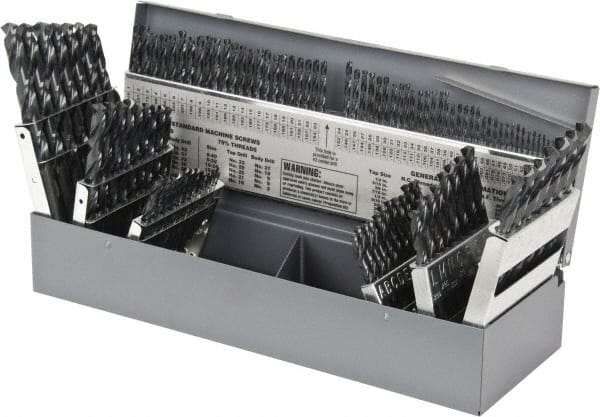 Hertel - 1/16 to 1/2", 135° Point, Oxide Finish, High Speed Steel Jobber Length Drill Bit Set - Apex Tool & Supply