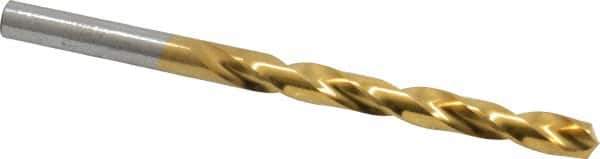 Hertel - Letter J 135° High Speed Steel Jobber Drill - TiN Finish, Right Hand Cut, Spiral Flute, Straight Shank, 4-1/8" OAL, Split Point - Apex Tool & Supply
