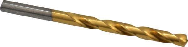 Hertel - Letter K 135° High Speed Steel Jobber Drill - TiN Finish, Right Hand Cut, Spiral Flute, Straight Shank, 4-1/4" OAL, Split Point - Apex Tool & Supply