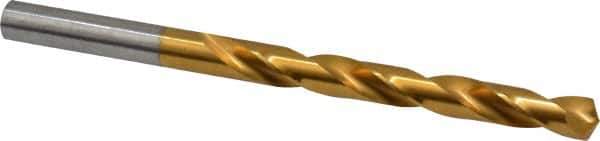 Hertel - Letter N 135° High Speed Steel Jobber Drill - TiN Finish, Right Hand Cut, Spiral Flute, Straight Shank, 4-3/8" OAL, Split Point - Apex Tool & Supply