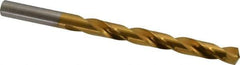 Hertel - Letter Q 135° High Speed Steel Jobber Drill - TiN Finish, Right Hand Cut, Spiral Flute, Straight Shank, 4-3/4" OAL, Split Point - Apex Tool & Supply