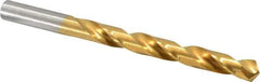 Hertel - Letter X 135° High Speed Steel Jobber Drill - TiN Finish, Right Hand Cut, Spiral Flute, Straight Shank, 5-1/8" OAL, Split Point - Apex Tool & Supply