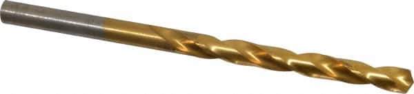 Hertel - #1 135° High Speed Steel Jobber Drill - TiN Finish, Right Hand Cut, Spiral Flute, Straight Shank, 3-7/8" OAL, Split Point - Apex Tool & Supply