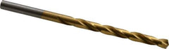 Hertel - #5 135° High Speed Steel Jobber Drill - TiN Finish, Right Hand Cut, Spiral Flute, Straight Shank, 3-3/4" OAL, Split Point - Apex Tool & Supply