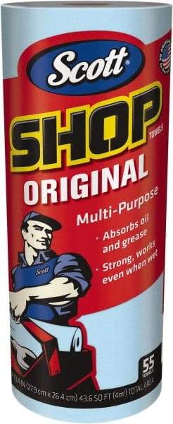 Scott - Dry Shop Towel/Industrial Wipes - 11" x 10" Sheet Size, Blue - Apex Tool & Supply