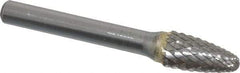 SGS Pro - 3/8" Cut Diam, 1/4" Shank Diam, Tree with Radius Head Double Cut Burr - Carbide, Radius End, 3/4" LOC, 2-1/2" OAL - Apex Tool & Supply