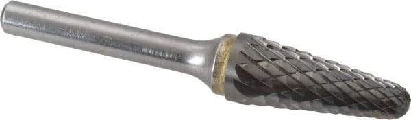 SGS Pro - 1/2" Cut Diam, 1/4" Shank Diam, Cylinder Head Double Cut Burr - Carbide, Flat End, 1-1/8" LOC, 3" OAL - Apex Tool & Supply