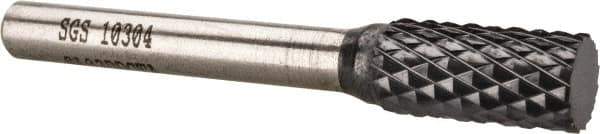 SGS Pro - 3/8" Cut Diam, 1/4" Shank Diam, Cylinder Head Double Cut Burr - Carbide, Flat End, 3/4" LOC, 2-1/2" OAL - Apex Tool & Supply