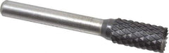 SGS Pro - 3/8" Cut Diam, 1/4" Shank Diam, Cylinder with End Cut Head Double Cut Burr - Carbide, End Cut End, 3/4" LOC, 2-1/2" OAL - Apex Tool & Supply