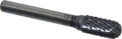 SGS Pro - 3/8" Cut Diam, 1/4" Shank Diam, Cylinder with Radius Head Double Cut Burr - Carbide, Radius End, 3/4" LOC, 2-1/2" OAL - Apex Tool & Supply