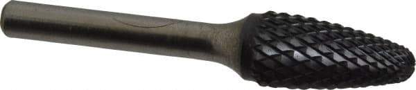 SGS Pro - 1/2" Cut Diam, 1/4" Shank Diam, Tree with Radius Head Double Cut Burr - Carbide, Radius End, 1" LOC, 2-3/4" OAL - Apex Tool & Supply